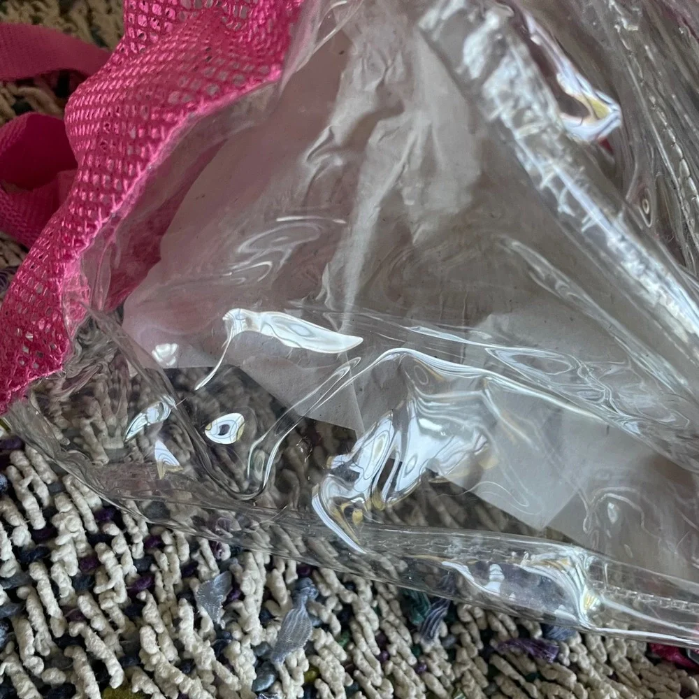 Trailmaker Classic Clear Large Backpack Pink Trim Transparent School Stadium Bag